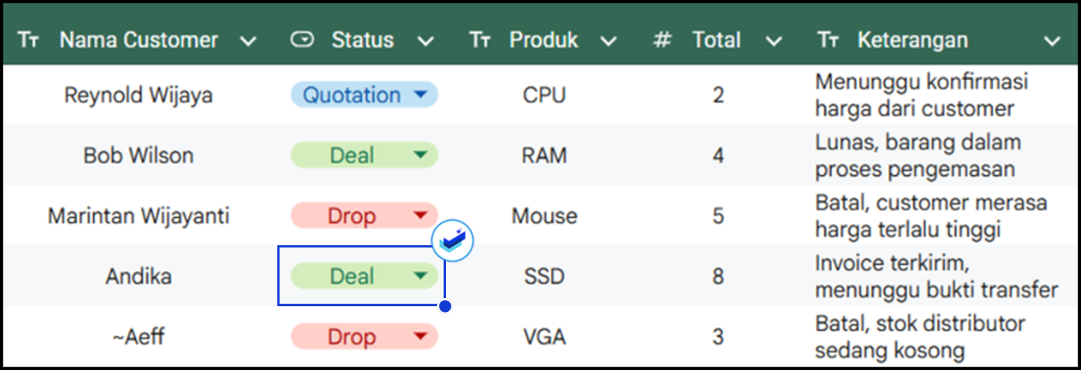 AI Native CRM Spreadsheet Preview